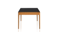 Table salle à manger 6 personnes en chêne et céramique avec bois teinte merisier et plateau céramique noir unie 140x90 cm