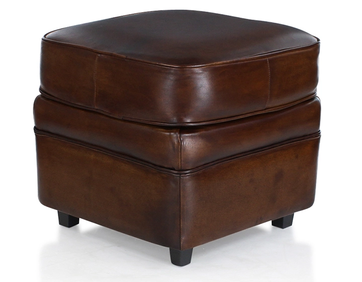Pouf cuir marron soutenu