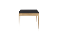 Table salle à manger en chêne et céramique 8 personnes avec bois teinte naturelle et plateau céramique noir unie 180x100 cm