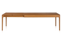 Table extensible en chêne 8 à 12 personnes avec plateau et allonges bois teinte merisier 180x100 cm