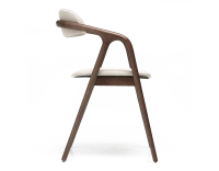 Chaise scandinave bois teinte marron foncé assise tissu beige naturel