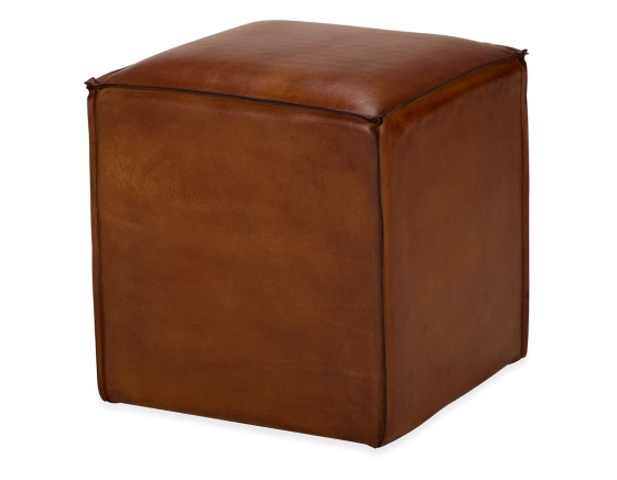 Pouf cuir marron clair