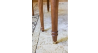 Table ronde Louis XVI extensible 4 à 14 personnes bois teinte ancienne avec 5 allonges 110x120cm