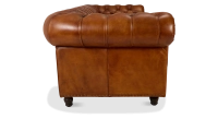 Canapé Chesterfield cuir 3 places marron clair accoudoirs cloutés