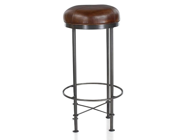 Tabouret de bar vintage cuir marron soutenu