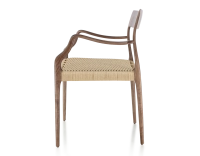 Chaise scandinave avec accoudoirs bois teinte marron foncé assise corde