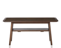 Table basse rectangulaire en chêne et céramique avec bois teinte marron foncé plateau céramique brun oxydé 100x50 cm