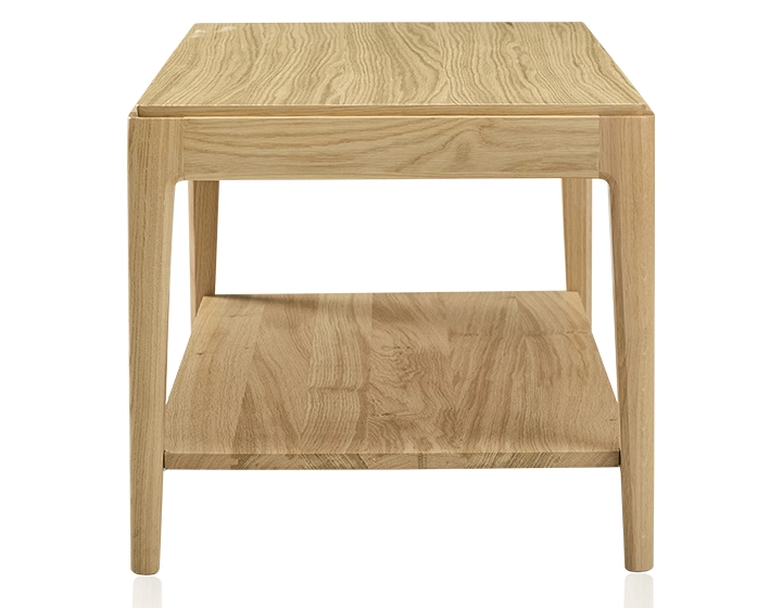 Table basse rectangulaire en chêne avec tablette teinte naturelle 100x50 cm