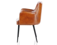 Silla vintage con reposabrazos de piel marrón claro