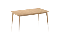 Extendable oak table for 6 to 10 people with natural wood stain top and extensions 140x90 cm
