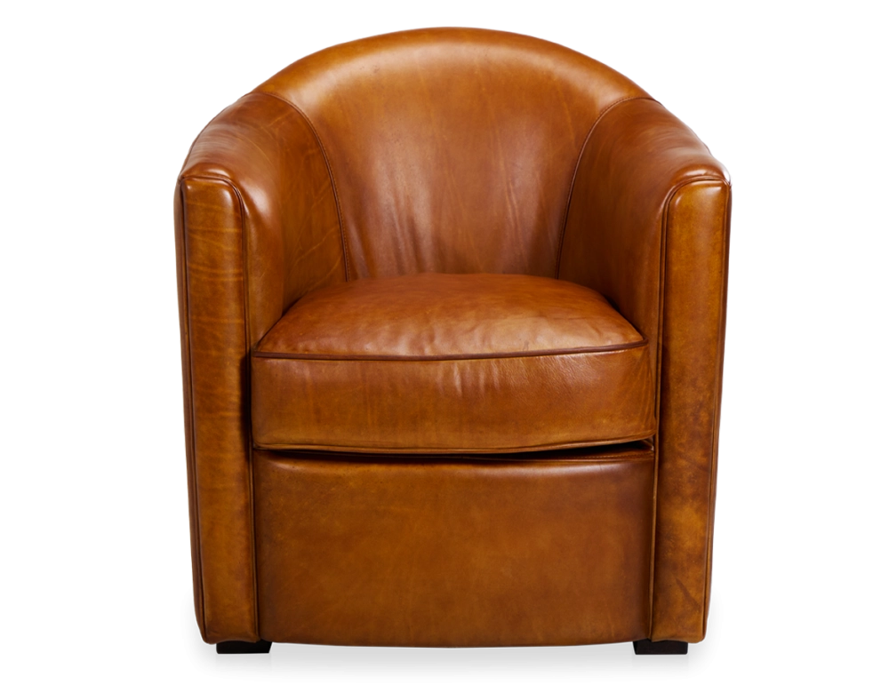Fauteuil club cuir cognac