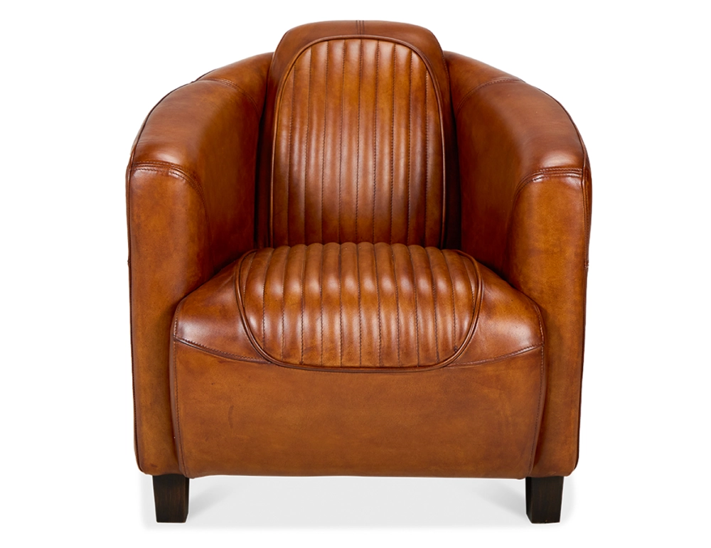 Fauteuil club cuir marron clair