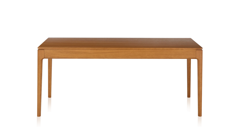 Table salle à manger en chêne 6 personnes teinte merisier plateau bois 160x100 cm