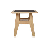 Table basse rectangulaire en chêne et céramique avec bois teinte naturelle plateau céramique noir unie 100x50 cm