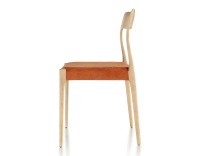 Chaise scandinave bois teinte naturelle assise tissu velours terracotta