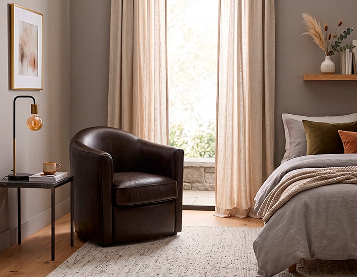 Fauteuil club cuir marron soutenu
