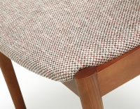 Chaise scandinave bois teinte merisier assise tissu fusion