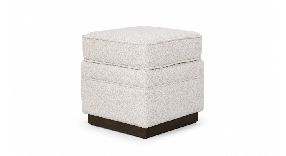 Pouf tissu bouclé blanc