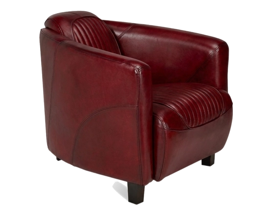 Fauteuil club cuir rouge carmin