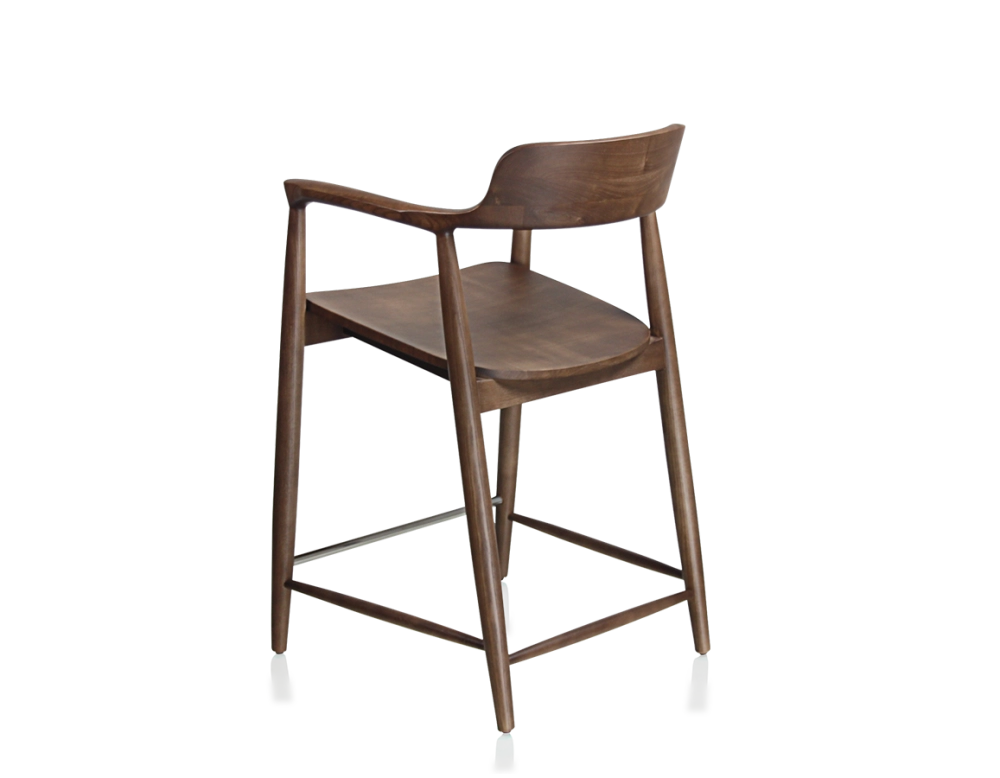 Tabouret de bar H60 cm bois teinte marron foncé
