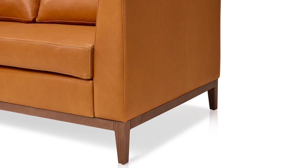 Canapé design 2 places cuir caramel