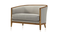 Antique 2 seater sofa cherry-stained wood and light grey fabric