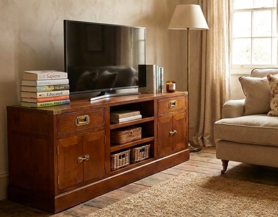 Meuble TV marine bois teinte merisier
