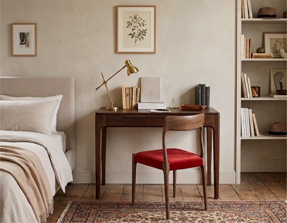 Bureau design en chêne teinte marron foncé L100 cm
