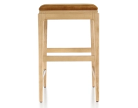 H60 cm designer bar stool wood natural tint seat bronze velvet fabric