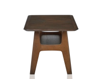 Table basse rectangulaire en chêne et céramique avec bois teinte marron foncé plateau céramique brun oxydé 100x50 cm