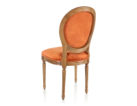 Silla antigua estilo Luis XVI madera con tinte envejecido y tejido de terciopelo terracota
