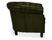 Sillón chesterfield de piel verde oliva reposabrazos con tachuelas