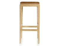 Tabouret de bar design H80 cm bois teinte naturelle assise tissu velours bronze