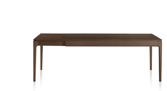 Mesa extensible de 8 a 14 personas de roble con tablero y extensiones de madera en tono marrón oscuro 210x100 cm