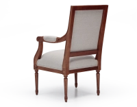 Fauteuil ancien style Louis XVI bois teinte ancienne et tissu beige naturel