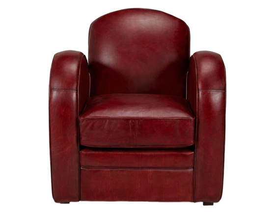 Fauteuil club cuir rouge carmin