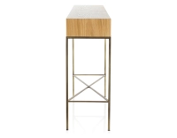 Console design frêne teinte naturelle et métal patine laiton 100 cm