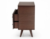 Commode 3 tiroirs en chêne bois teinte marron foncé