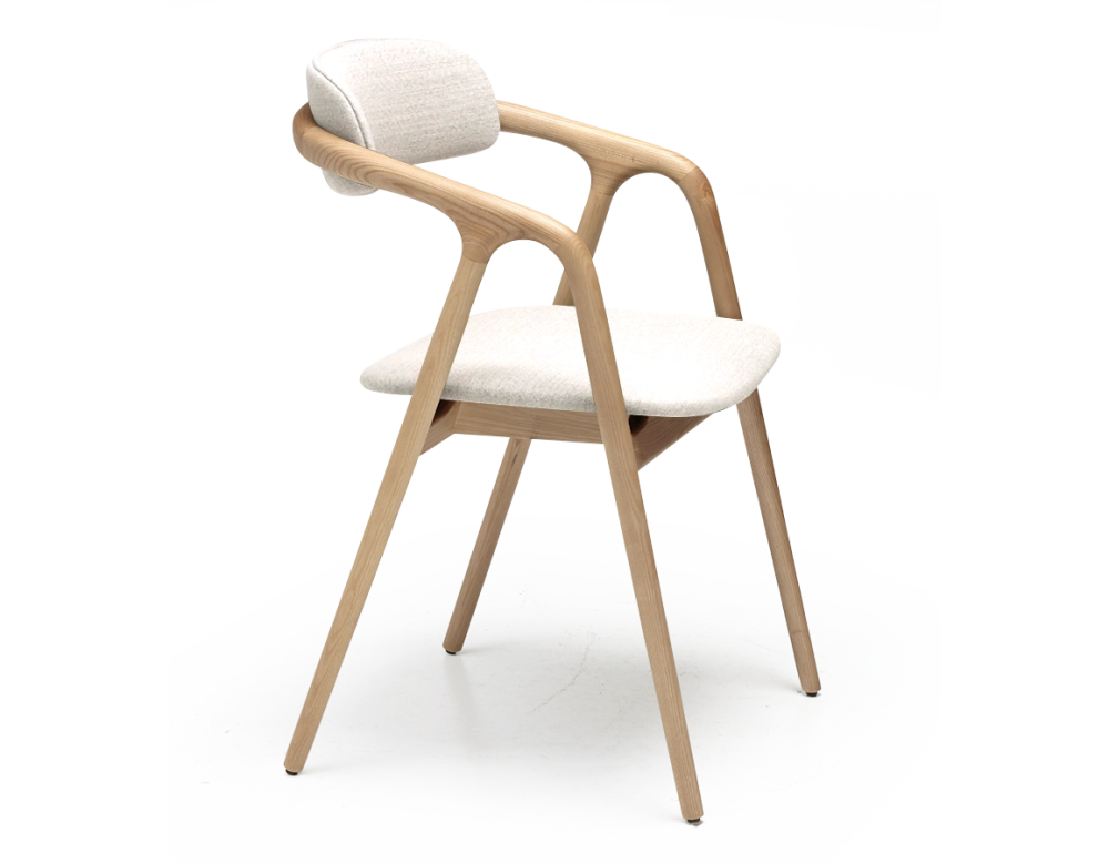 Silla escandinava madera tinte natural asiento tejido beige natural