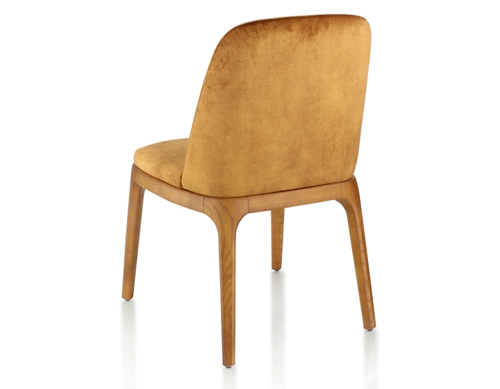 Designer chair Cherry-stained wood and bronze velvet fabric