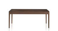 8 person oak and ceramic dining table with dark brown stained wood and oxidised brown ceramic top 180x100 cm