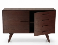Buffet 2 portes en chêne bois teinte marron foncé