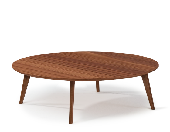 Table basse ronde en noyer plateau bois F1 teinte naturelle 120x120x40 cm