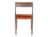 Chaise scandinave bois teinte marron foncé assise tissu velours terracotta