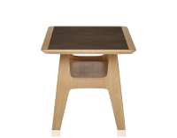 Rectangular coffee table in oak and ceramic with natural stained wood, oxidised brown ceramic top 100x50 cm