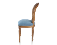Chaise ancienne style Louis XVI bois teinte ancienne dossier canné assise tissu bleu jeans