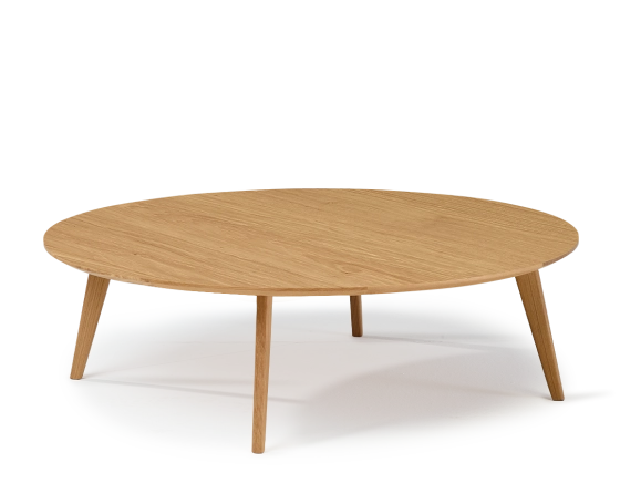Table basse ronde en chêne plateau bois F1 teinte naturelle 90x90x30 cm