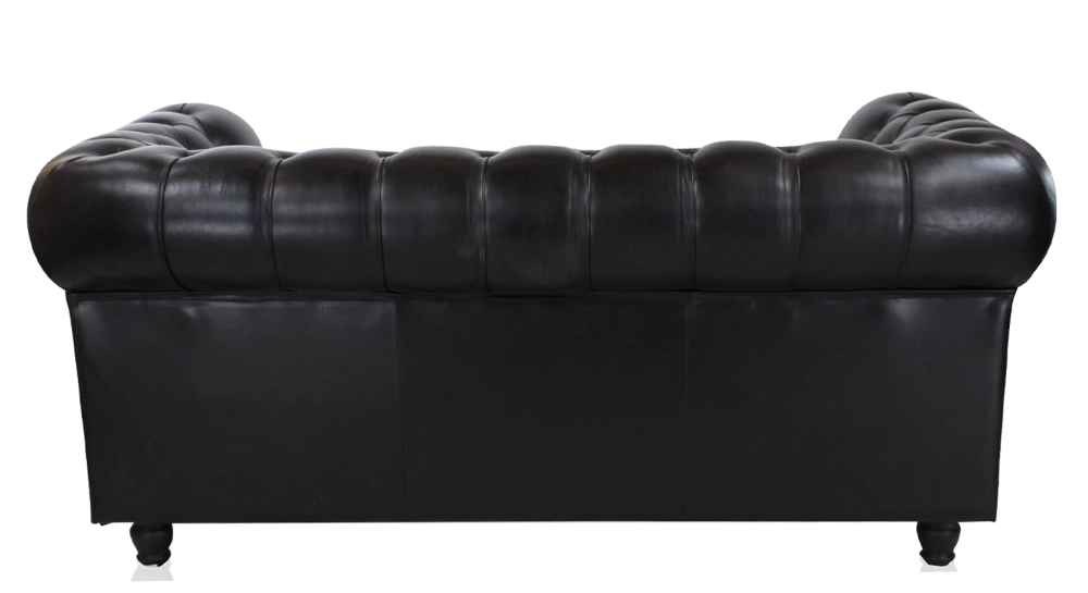 Canapé Chesterfield cuir 2 places noir accoudoirs cloutés