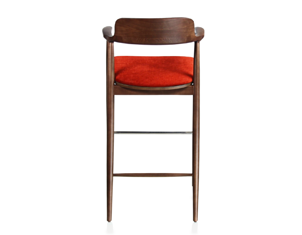 Bar stool h80 cm wood stained dark brown seat burnt orange fabric