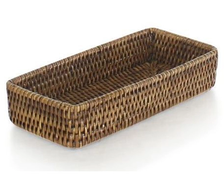 Corbeille rectangulaire en rotin brun